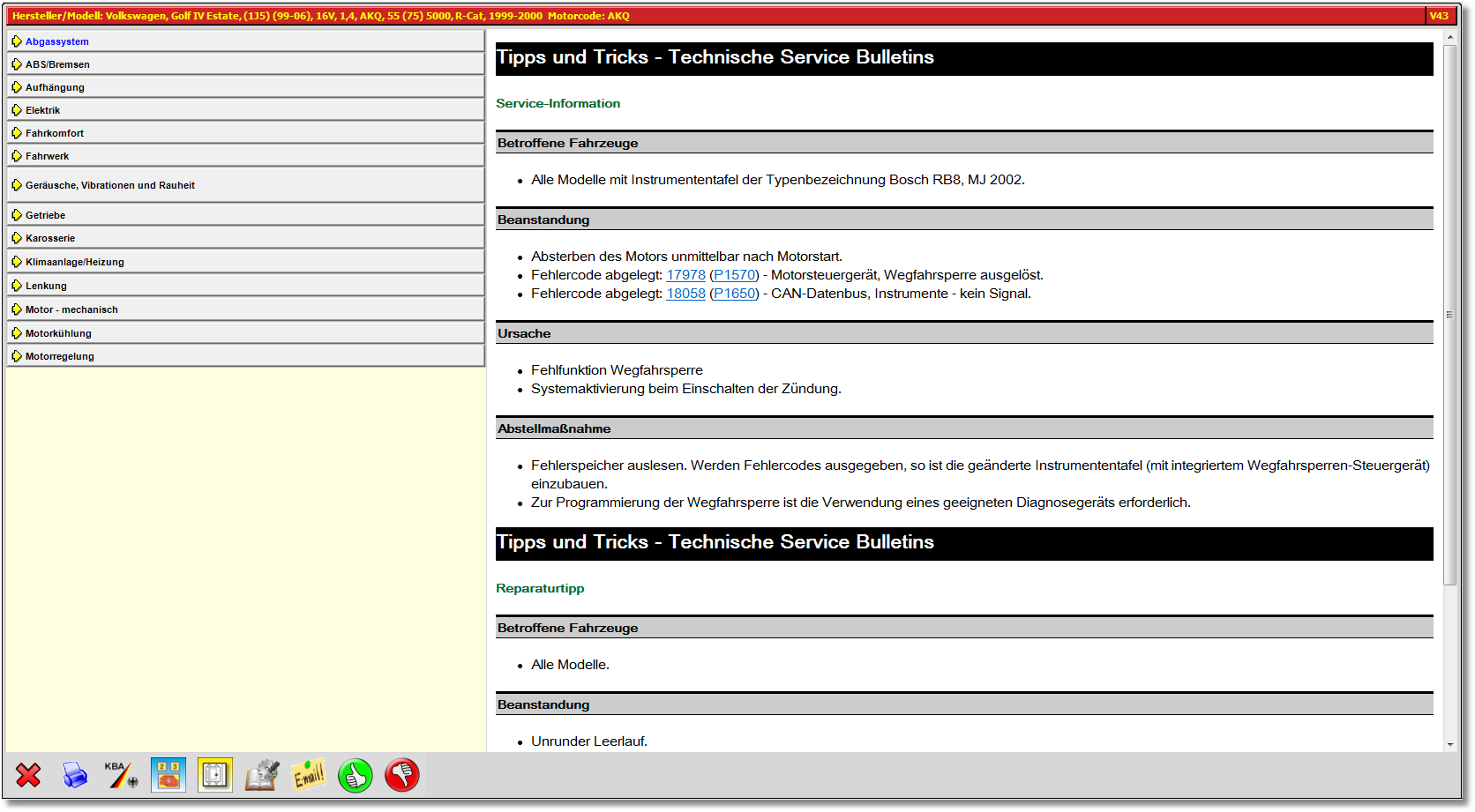 Autodata technical data: hints and tricks