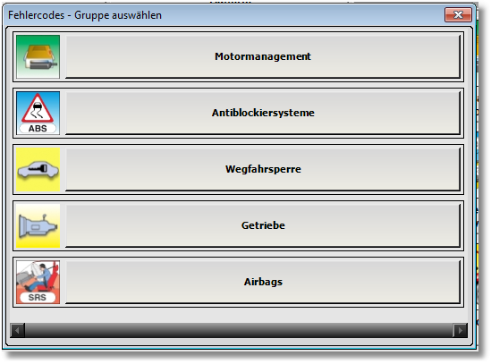 Autodata Technische Daten: Fehlercodes -Gruppen auswählen