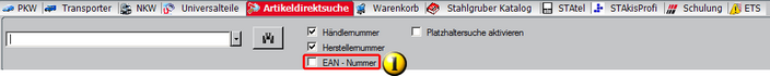 EAN Suchmöglichkeit in der Artikeldirektsuche