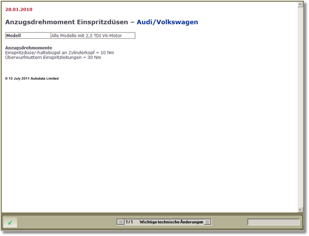 Wichtige technische Änderungen