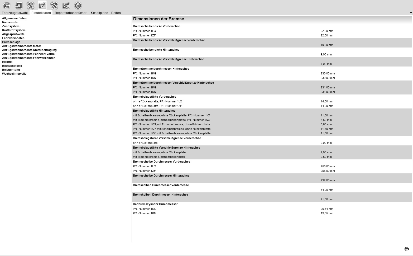 Screenshot TecRMI Technische Daten