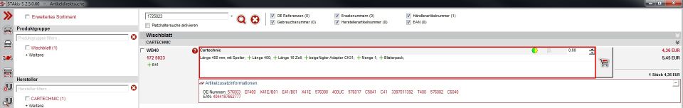 verkleinertes Bild veredelte Artikelinformationen