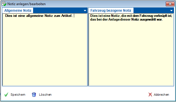 Notizschaltfläche