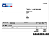 verkleinertes Bild: Kostenvoranschlag mit eingebundenem Logo
