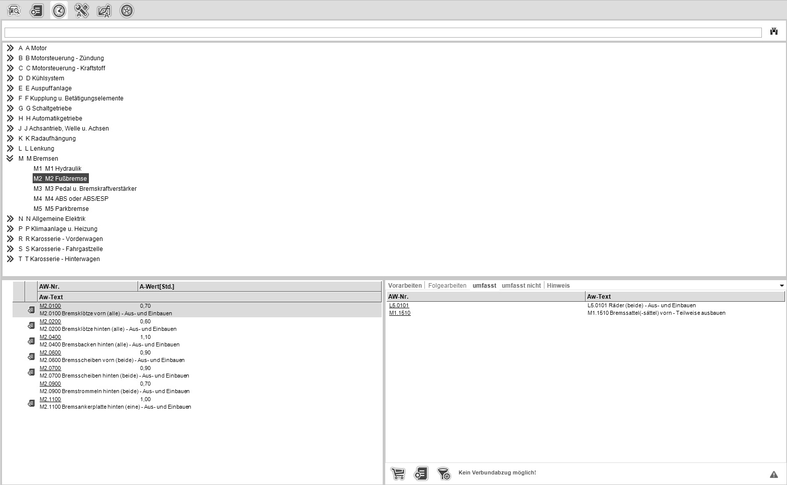 Screenshot Autodata Arbeitswerte