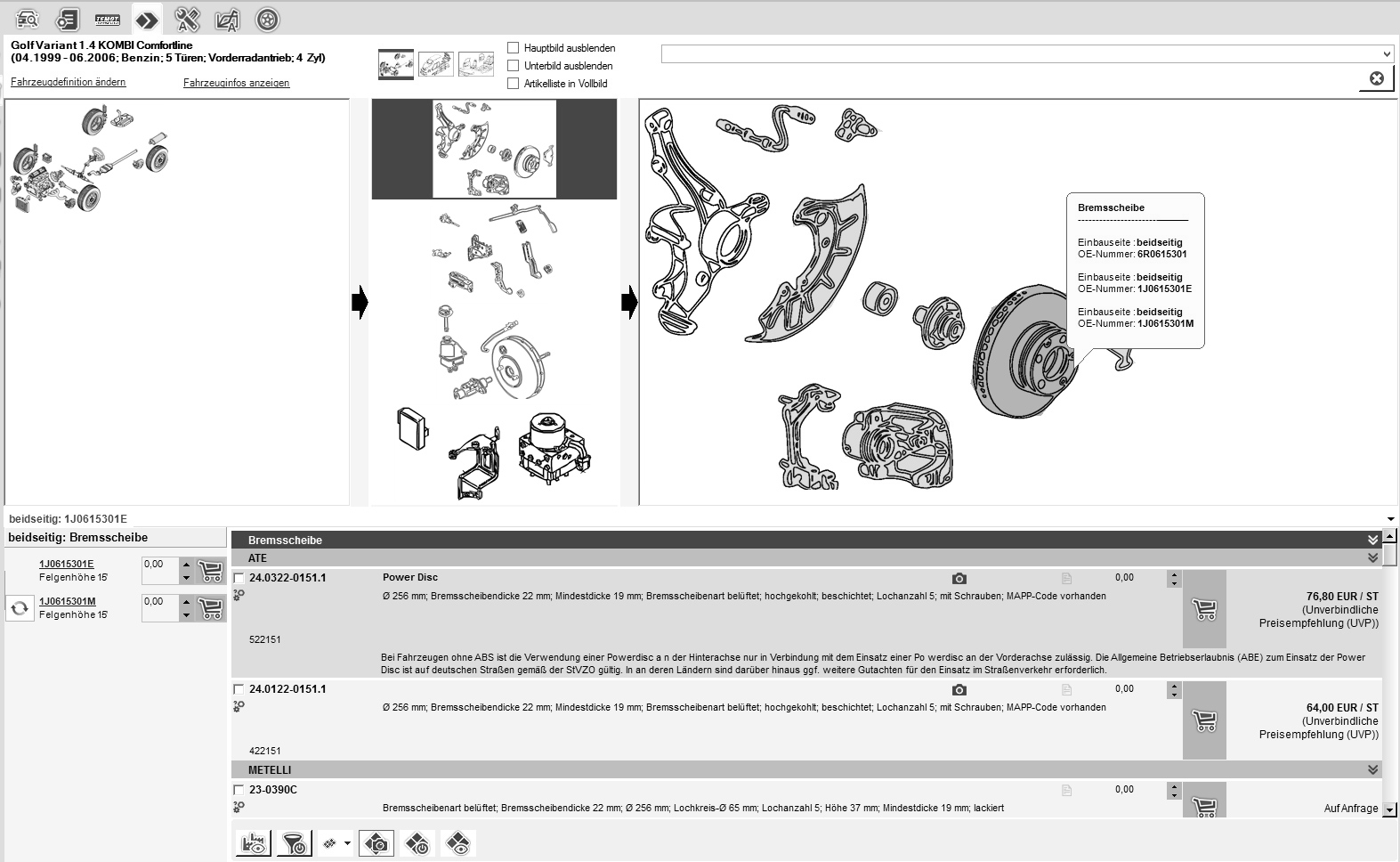 Screenshot Eurotax Schwacke(ERE) Grafische TeileIdentifikation (GTI)
