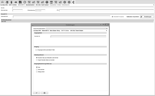 Screenshot DAT Fi-Online Reparaturkalkulation