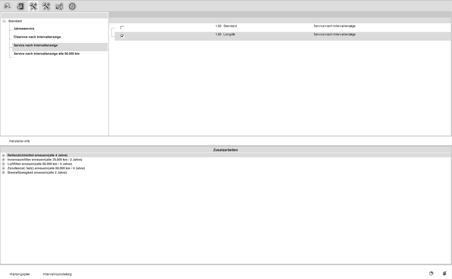 Screenshot TecRMI Servicedaten/Inspektionsdaten