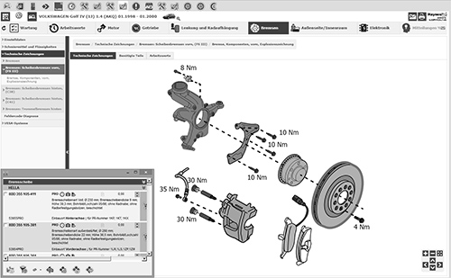 Screenshot Haynes Pro Technische Daten