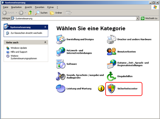 Systemsteuerungsübersicht